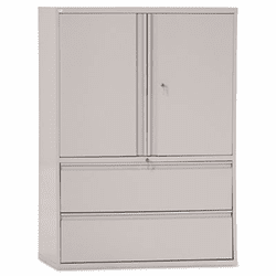 ALELA564219LG Two-Drawer Lateral File Cabinet With Storage, 42w x 19-1/4d x 65-1/4h, Lt. Gray By ALERA