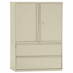 ALELA564219PY Two-Drawer Lateral File Cabinet With Storage, 42w x 19-1/4d x 65-1/4h, Putty By ALERA