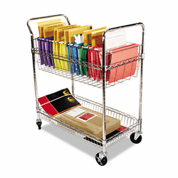 ALEMC343722CR Wire Mail Cart, 2-Shelf, 34-1/4w x 21-1/2d x 39-1/2h, Chrome By ALERA