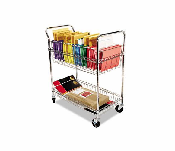 ALEMC343722CR Wire Mail Cart, 2-Shelf, 34-1/4w x 21-1/2d x 39-1/2h, Chrome By ALERA
