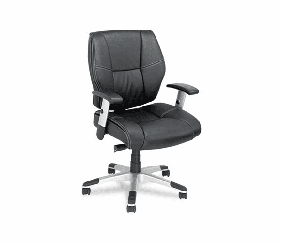 ALENP42LS10S Napoleon Series Mid-Back Swivel/Tilt Leather Chair, Black/Chrome By ALERA