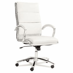 ALENR4106 Neratoli High-Back Swivel/Tilt Chair, White Faux Leather, Chrome Frame By ALERA
