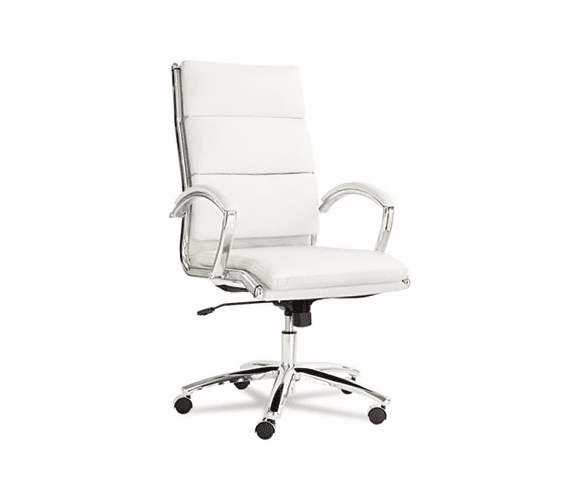 ALENR4106 Neratoli High-Back Swivel/Tilt Chair, White Faux Leather, Chrome Frame By ALERA