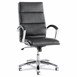 ALENR4119 Neratoli High-Back Swivel/Tilt Chair, Black Soft-Touch Leather, Chrome Frame By ALERA