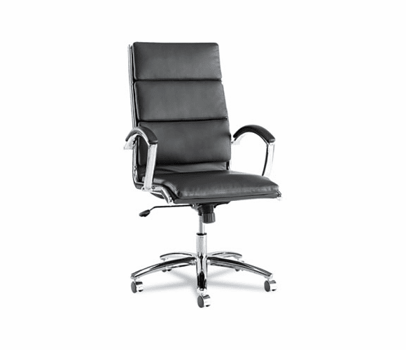 ALENR4119 Neratoli High-Back Swivel/Tilt Chair, Black Soft-Touch Leather, Chrome Frame By ALERA