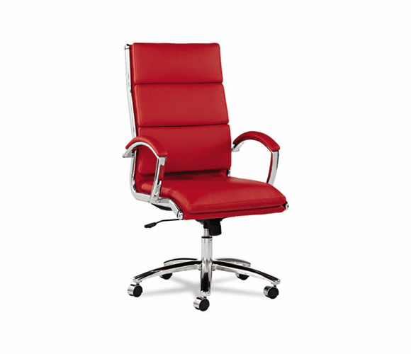ALENR4139 Neratoli High-Back Swivel/Tilt Chair, Red Soft-Touch Leather, Chrome Frame By ALERA