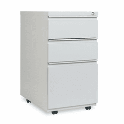 ALEPB532823LG Three-Drawer Mobile Pedestal File W/ Full-Length Pull, 15-7/8w x 23d, Light Gray By ALERA
