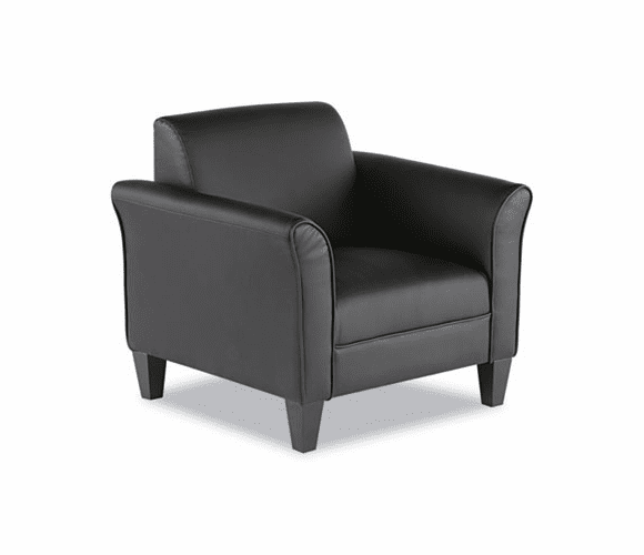 ALERL23LS10B Reception Lounge Series Club Chair, Black/Black Leather By ALERA