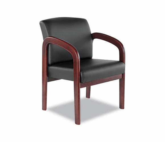 ALERL4319M Reception Lounge Series Ready-To-Assemble Guest Chair, Mahogany/Black Leather By ALERA
