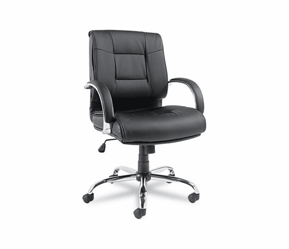 ALERV42LS10C Ravino Series Mid-Back Swivel/Tilt Leather Chair, Black By ALERA