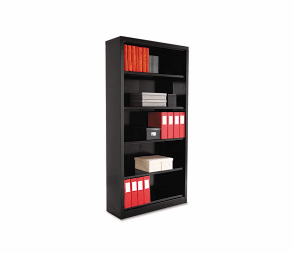 ALESB627234BL Metal Bookcase, 5 Shelves, 34-1/2w x 13d x 72h, Black By ALERA