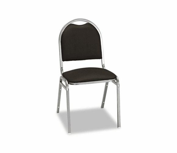 ALESC69FA10C Continental Series Round Back Stacking Chairs, Black Fabric Upholstery, 4/CT By ALERA