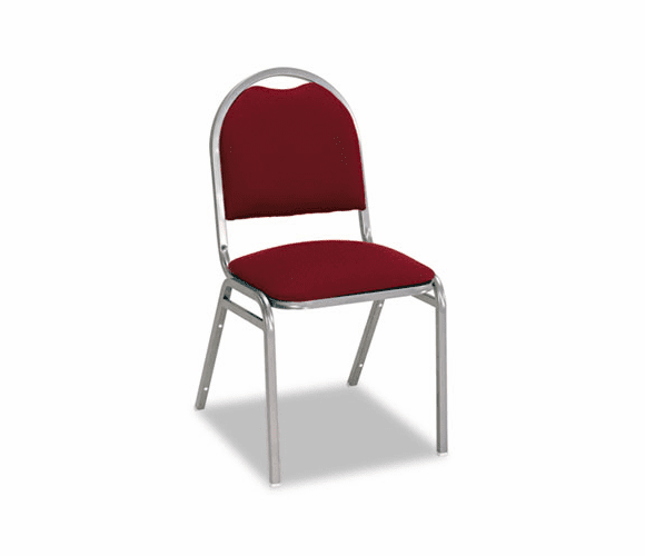 ALESC69FA30C Continental Series Round Back Stacking Chairs, Burgundy Fabric Upholstery, 4/CT By ALERA