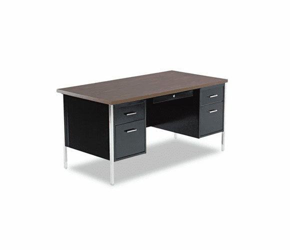 ALESD216030BW Double Pedestal Steel Desk, 60w x 30d x 29-1/2h, Walnut/Black By ALERA