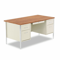 ALESD216030PO Double Pedestal Steel Desk, 60w x 30d x 29-1/2h, Oak/Putty By ALERA