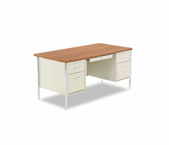 ALESD216030PO Double Pedestal Steel Desk, 60w x 30d x 29-1/2h, Oak/Putty By ALERA