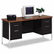 ALESD256020BW Double Pedestal Steel Credenza, 60w x 20d x 29-1/2h, Walnut/Black By ALERA