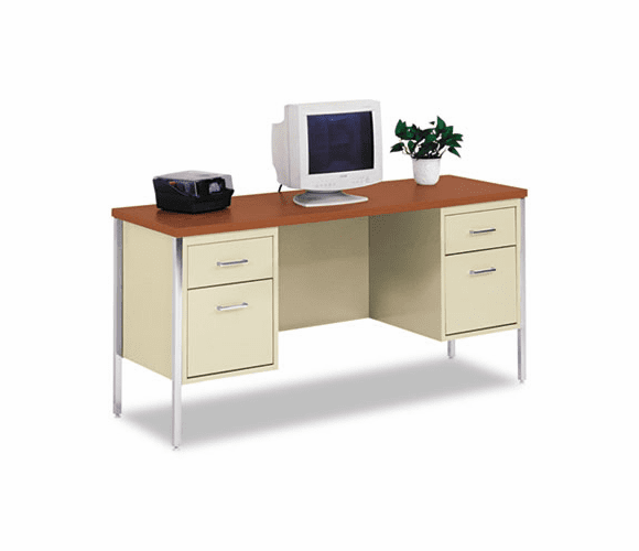 ALESD256020PO Double Pedestal Steel Credenza, 60w x 20d x 29-1/2h, Oak/Putty By ALERA