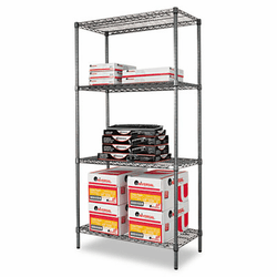ALESW503618BA Wire Shelving Starter Kit, 4 Shelves, 36w x 18d x 72h, Black Anthracite By ALERA