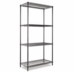 ALESW503618BL Wire Shelving Starter Kit, 4 Shelves, 36w x 18d x 72h, Black By ALERA