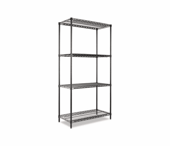 ALESW503618BL Wire Shelving Starter Kit, 4 Shelves, 36w x 18d x 72h, Black By ALERA
