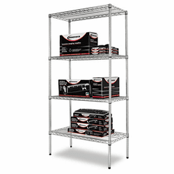 ALESW503618SR Wire Shelving Starter Kit, 4 Shelves, 36w x 18d x 72h, Silver By ALERA
