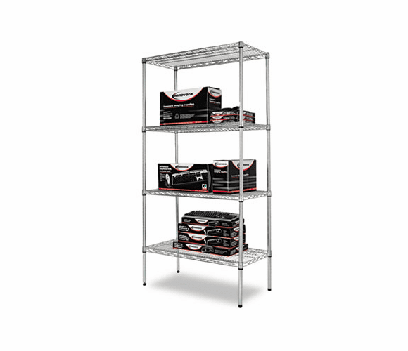 ALESW503618SR Wire Shelving Starter Kit, 4 Shelves, 36w x 18d x 72h, Silver By ALERA