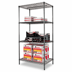 ALESW503624BA Wire Shelving Starter Kit, 4 Shelves, 36w x 24d x 72h, Black Anthracite By ALERA