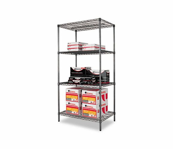ALESW503624BA Wire Shelving Starter Kit, 4 Shelves, 36w x 24d x 72h, Black Anthracite By ALERA