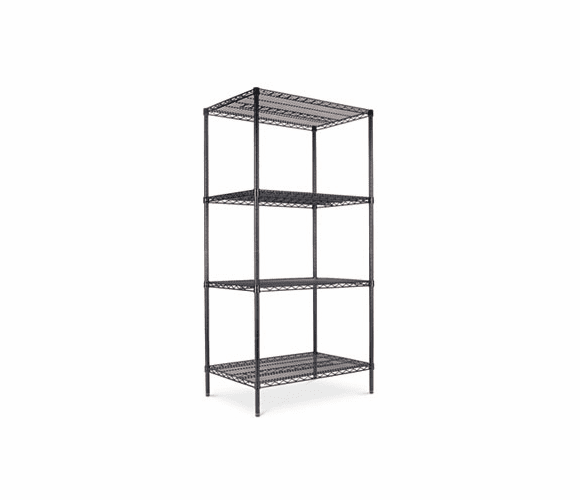 ALESW503624BL Wire Shelving Starter Kit, 4 Shelves, 36w x 24d x 72h, Black By ALERA