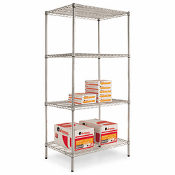 ALESW503624SR Wire Shelving Starter Kit, 4 Shelves, 36w x 24d x 72h, Silver By ALERA