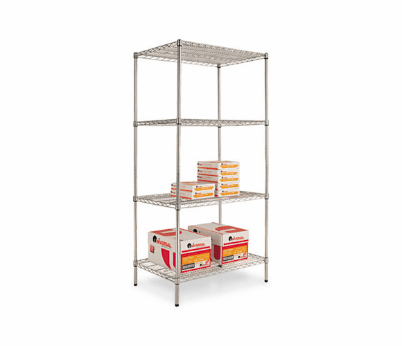 ALESW503624SR Wire Shelving Starter Kit, 4 Shelves, 36w x 24d x 72h, Silver By ALERA