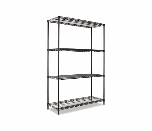 ALESW504818BL Wire Shelving Starter Kit, 4 Shelves, 48w x 18d x 72h, Black By ALERA