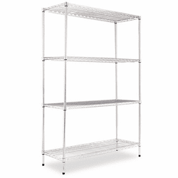 ALESW504818SR Wire Shelving Starter Kit, 4 Shelves, 48w x 18d x 72h, Silver By ALERA