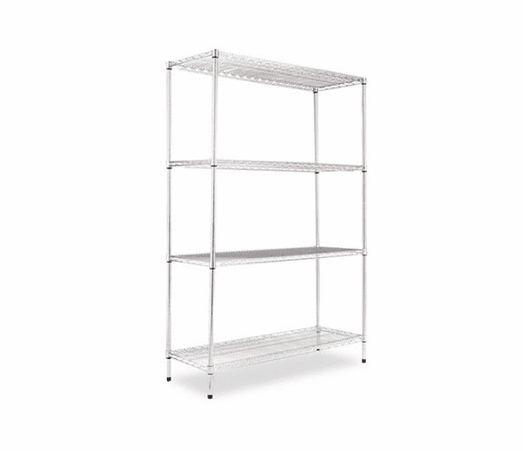 ALESW504818SR Wire Shelving Starter Kit, 4 Shelves, 48w x 18d x 72h, Silver By ALERA
