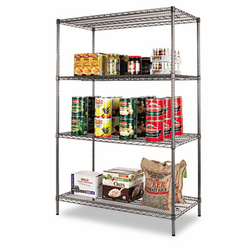 ALESW504824BA Wire Shelving Starter Kit, 4 Shelves, 48w x 24d x 72h, Black Anthracite By ALERA