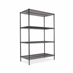 ALESW504824BL Wire Shelving Starter Kit, 4 Shelves, 48w x 24d x 72h, Black By ALERA