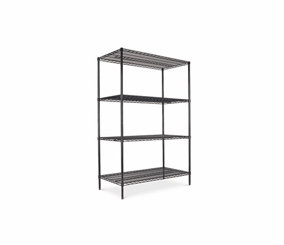 ALESW504824BL Wire Shelving Starter Kit, 4 Shelves, 48w x 24d x 72h, Black By ALERA
