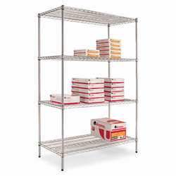 ALESW504824SR Wire Shelving Starter Kit, 4 Shelves, 48w x 24d x 72h, Silver By ALERA