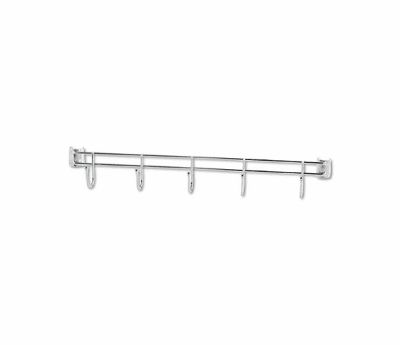 ALESW59HB424SR Hook Bars For Wire Shelving, 5 Hooks, 24" Deep, Silver, 2 Bars/Pack By ALERA