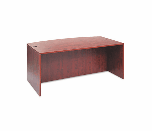 ALEVA227236MC Valencia Bow Front Desk Shell, 71w x 35-1/2d to 41-3/8d x 29-1/2h, Medium Cherry By ALERA
