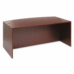 ALEVA227236MY Valencia Bow Front Desk Shell, 71w x 35-1/2d to 41-3/8d x 29-1/2h, Mahogany By ALERA