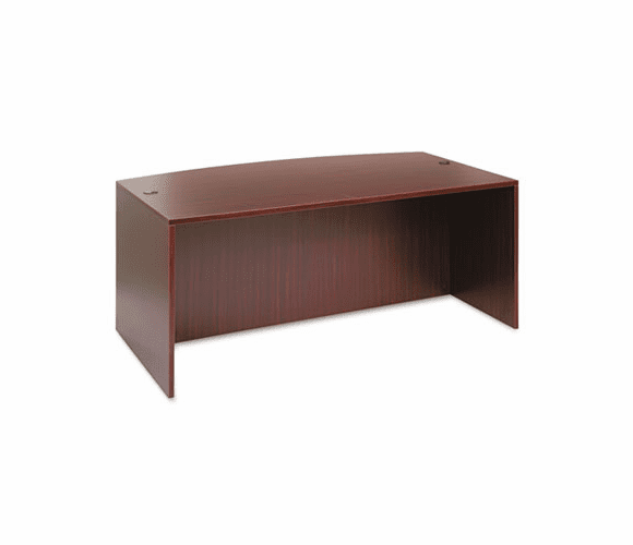 ALEVA227236MY Valencia Bow Front Desk Shell, 71w x 35-1/2d to 41-3/8d x 29-1/2h, Mahogany By ALERA