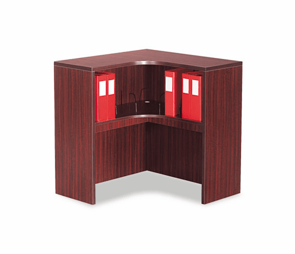 ALEVA293636MY Valencia Series Corner Open Storage Hutch, 36w x 36d x 36h, Mahogany By ALERA