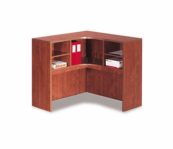 ALEVA294242MC Valencia Series Corner Open Storage Hutch, 42w x 42d x 36h, Medium Cherry By ALERA