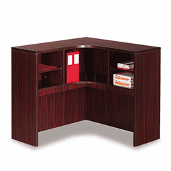 ALEVA294242MY Valencia Series Corner Open Storage Hutch, 42w x 42d x 36h, Mahogany By ALERA