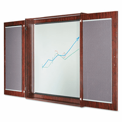 ALEVA314848MC Valencia Series Presentation Cabinet, 47-1/4w x 4-3/4d x 47-1/4h, Medium Cherry By ALERA