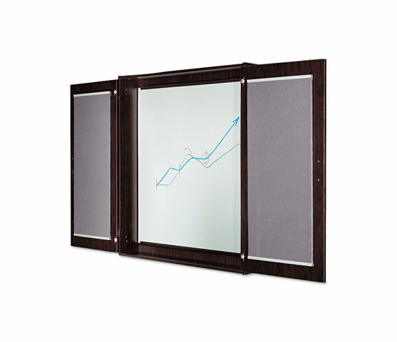 ALEVA314848MY Valencia Series Presentation Cabinet, 47-1/4w x 4-3/4d x 47-1/4h, Mahogany By ALERA