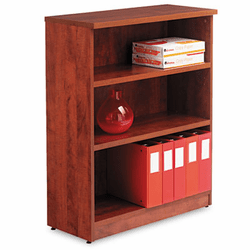 ALEVA634432MC Valencia Series Bookcase, 3 Shelves, 31-3/4w x 12-1/2d x 39-3/8h, Medium Cherry By ALERA