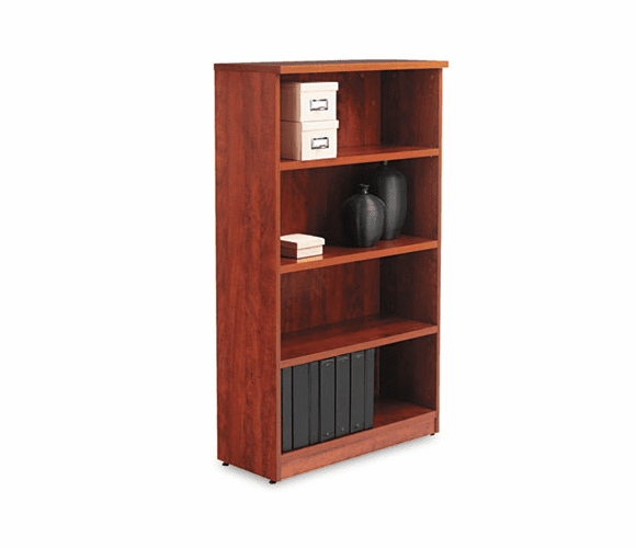 ALEVA635632MC Valencia Series Bookcase, 4 Shelves, 31-3/4w x 12-1/2d x 55h, Medium Cherry By ALERA